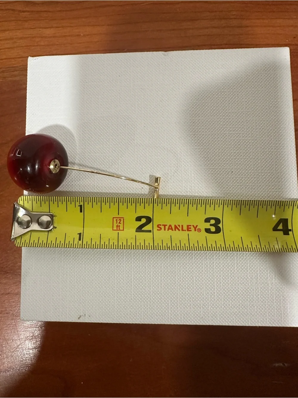 Red Cherry Drop Earrings - Gold Stems